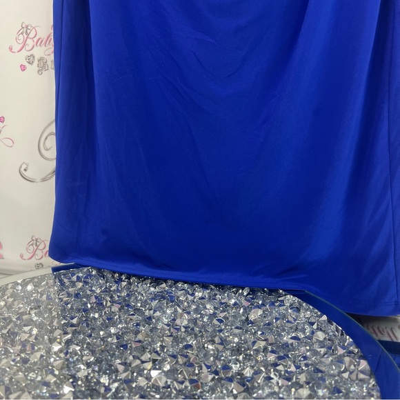 Ralph Lauren dress cinching swoop style Royal Blue Draped Midi Dress stunning - Picture 4 of 8